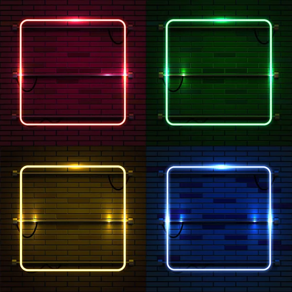 Neon lampa casino rectangel ram på tegel vägg bakgrund. Las Vegas koncept. — Stock vektor