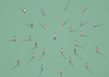 Gerçek Lider. Kalabalığın içinde fikir ile İş Adamı.