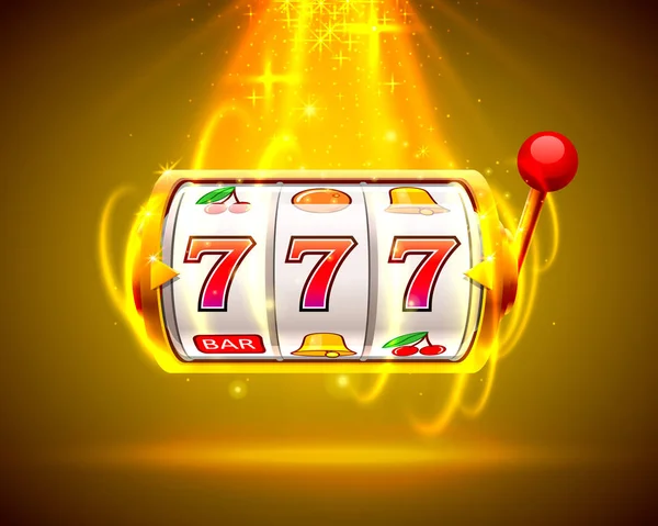 Gold slot machine wins the jackpot. Big win slots 777 banner casino. — Stock Vector