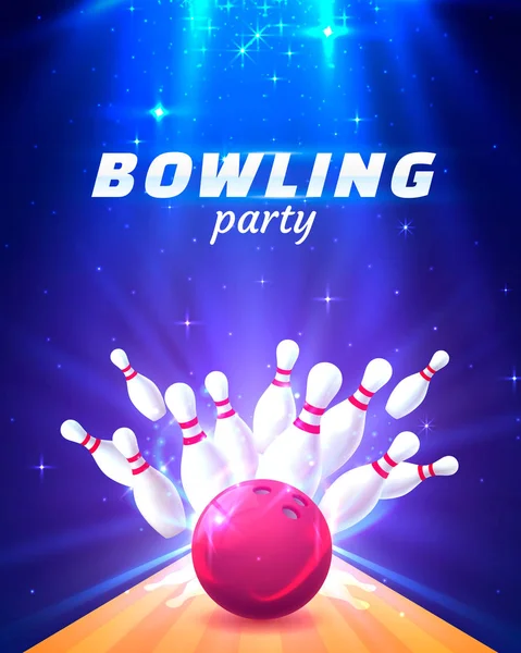 Bowling club poster met de lichte achtergrond. — Stockvector