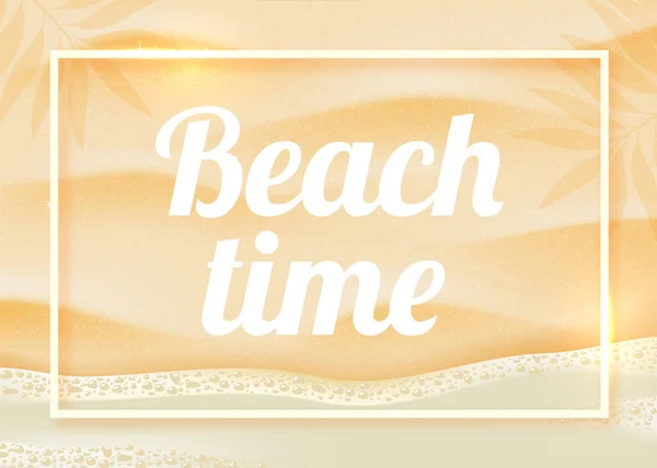 Strand zand op Ocean Coast Sea azuurblauwe Golf met bubbel. Tropische reizen, zomer vakantie vakantieparadijs Resort achtergrond sjabloon. — Stockvector