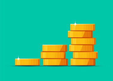 Beyaz arka plan üzerinde izole altın dolar sikke büyüyen yığını. İktisat kavramı.