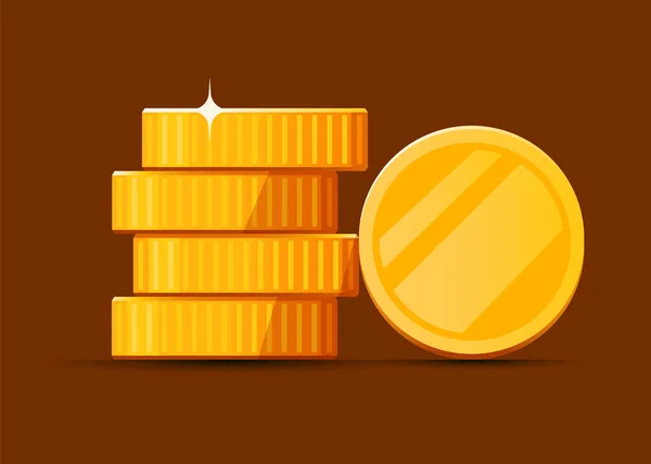 Växande stack av gyllene dollar mynt isolerade på vit bakgrund. Ekonomi koncept. — Stock vektor