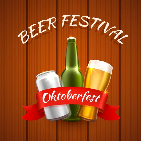 Oktoberfest festival de cerveja, capa comemorativa do evento . —  Vetores de Stock