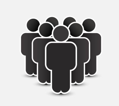Düz moda insanlar ikonu. Infographics web sitesi tasarımınız için şahıs sembolü, logo. Kalabalık tabelaları. Takım ya da kullanıcı grubu konsepti. Beyaz arkaplanda izole.