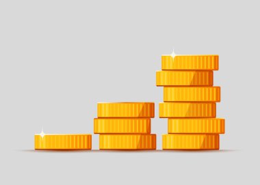 Beyaz arka plan üzerinde izole altın dolar sikke büyüyen yığını. İktisat kavramı.