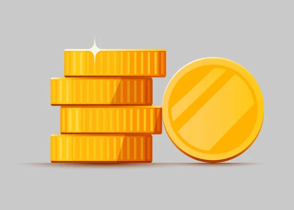 Растущая стопка золотых долларов монеты изолированы на белом фоне. Экономическая концепция . — стоковый вектор