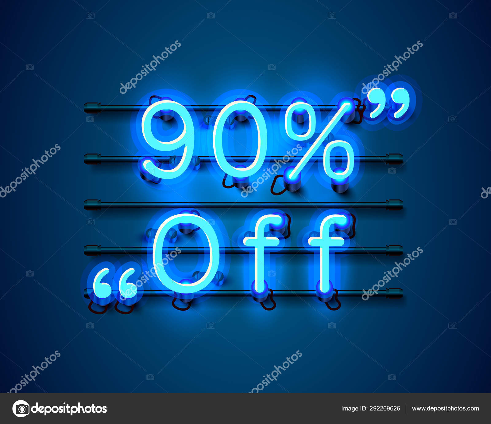 Neon Frame 90 Off Text Banner Night Sign Board Vector Image By C Hobbit Art Vector Stock