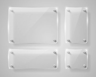 Gerçekçi yatay şeffaf cam çerçeve gölge ile. Modern arka plan.