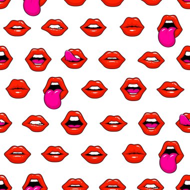 Kırmızı dudaklar, değişik şekillerde bir koleksiyon, doku arka planı.