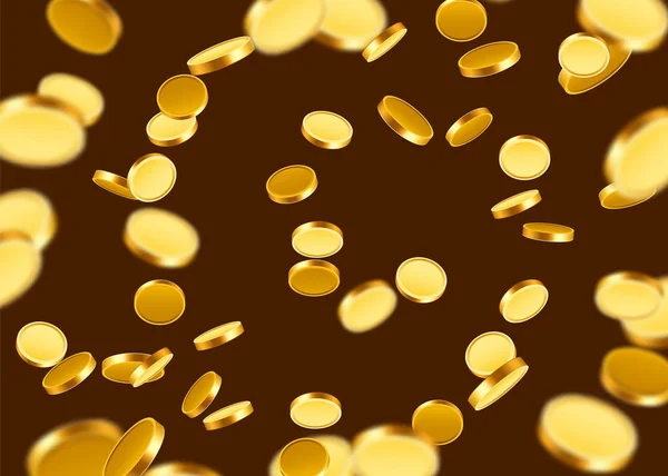 Ρεαλιστικά χρυσά νομίσματα έκρηξη. Απομονωμένα σε σκοτεινό φόντο. — Διανυσματικό Αρχείο