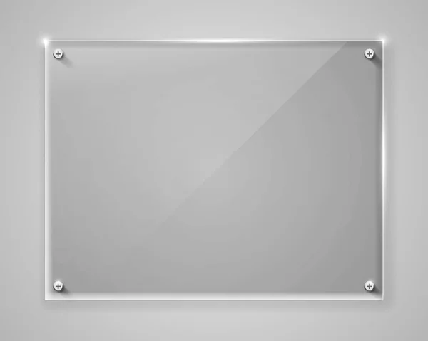 Marco de vidrio transparente horizontal realista con sombra. Fondo moderno . — Vector de stock