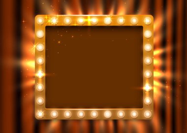 Retro ışık işareti. Perde arkasında klasik tarz pankart. Zaman kavramını göster.