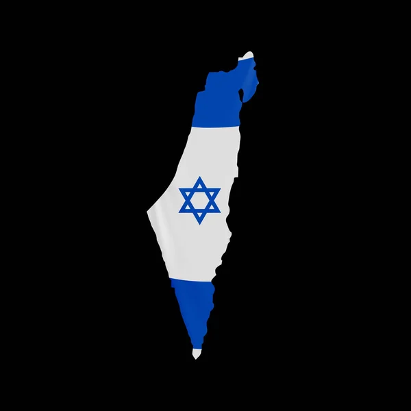 Pendurado bandeira de Israel em forma de mapa. Estado de Israel. Conceito de bandeira nacional israelita . —  Vetores de Stock