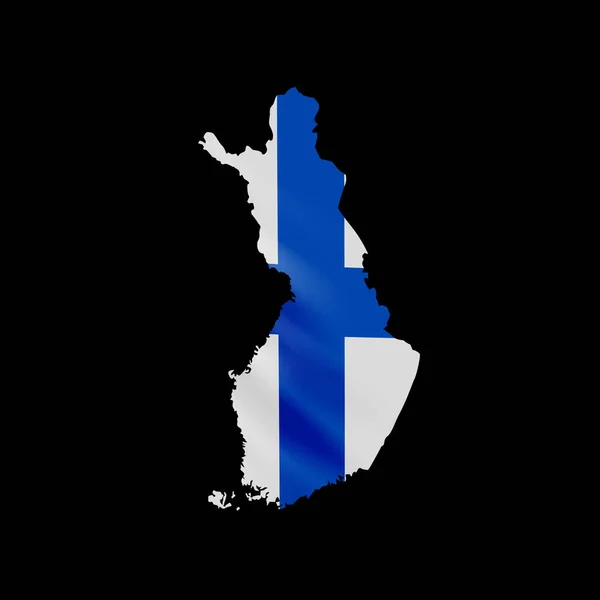 Appeso bandiera Finlandia in forma di mappa. Repubblica di Finlandia. Concetto bandiera nazionale . — Vettoriale Stock