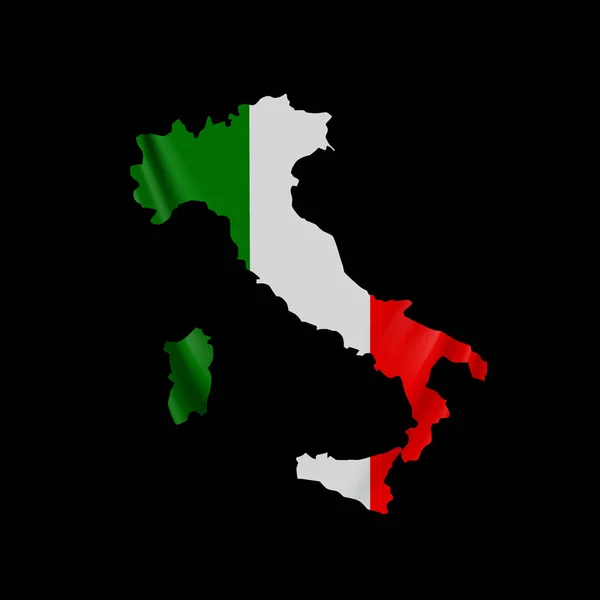 Appeso bandiera Italia in forma di mappa. Repubblica italiana. Concetto bandiera nazionale . — Vettoriale Stock