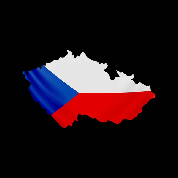 Die tschechische Fahne hängt in Form einer Landkarte. Tschechische Republik. Nationalflaggenkonzept. — Stockvektor