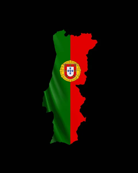 Bandeira de Portugal pendurada em forma de mapa. República Portuguesa. Conceito de bandeira nacional . — Vetor de Stock