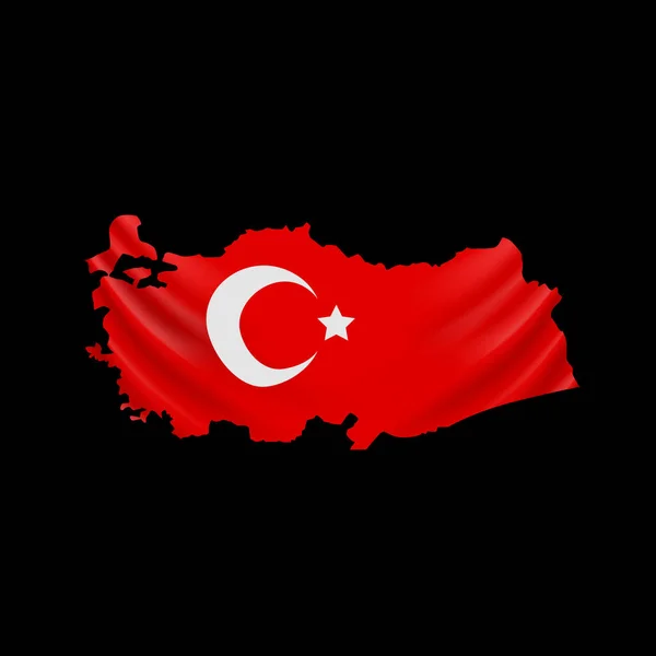 Putenfahne in Form einer Landkarte aufhängen. Republik der Türkei. Nationalflaggenkonzept. — Stockvektor