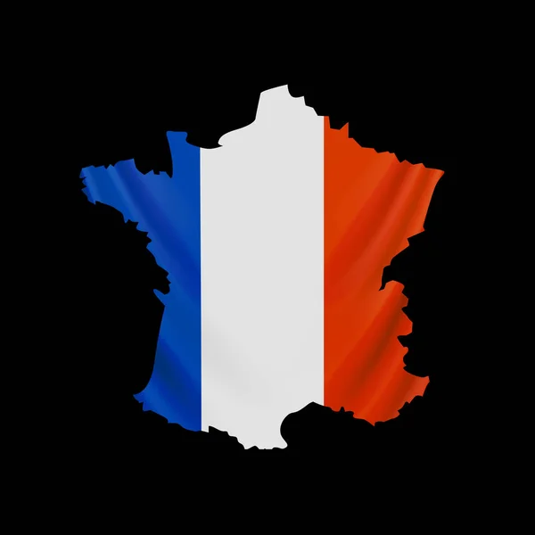 Висячі прапор Франції у вигляді карту. Французька Республіка. Французький Національний прапор концепції. — стоковий вектор