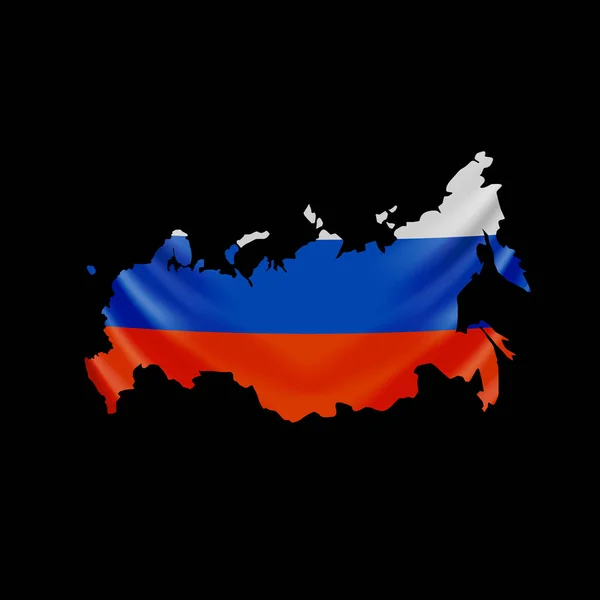 Opknoping Rusland vlag in de vorm van de kaart. Russische Federatie. Nationale vlag concept. — Stockvector