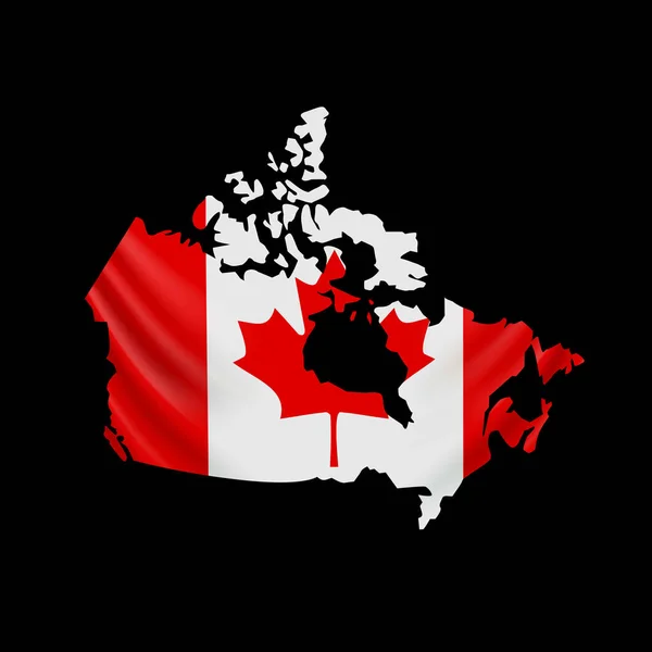 Harita şeklinde Kanada bayrağı asılı. Kanada. Ulusal bayrak kavramı. — Stok Vektör