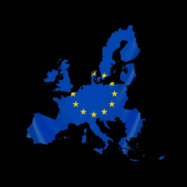 Mappa dell'Unione europea e illustrazione della bandiera dell'UE . — Vettoriale Stock