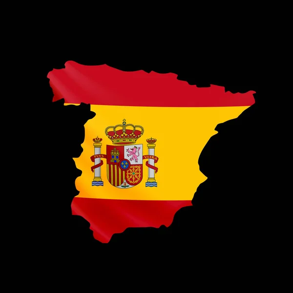 Bandera de España en forma de mapa. Reino de España. Concepto de bandera nacional . — Archivo Imágenes Vectoriales