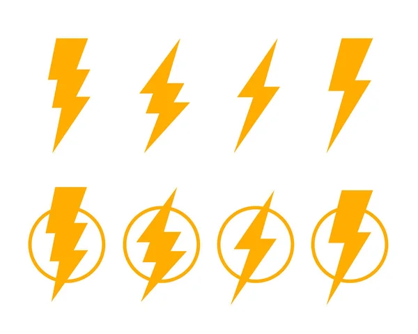 Fulmine elettrico, set di icone su sfondo bianco . — Vettoriale Stock