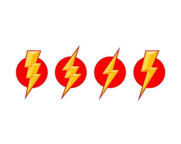 Elektrischer Blitz, eine Reihe von Symbolen auf weißem Hintergrund. — Stockvektor