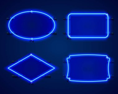 Neon çerçeve koleksiyonu. şablon tasarım ögesi.