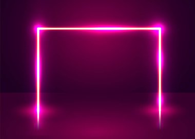 Neon ışıklı podyum fütüristik arka plan gösteriyor. Vektör