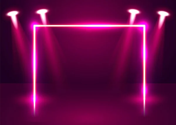 Neon mostrar pódio luz fundo futurista. Vetor —  Vetores de Stock