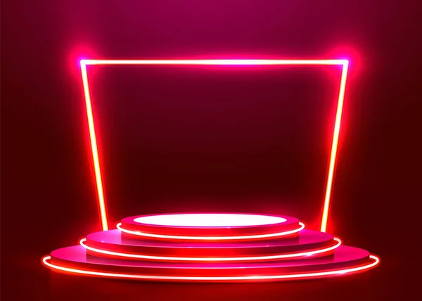 Abstraktní kulaté pódium osvětlené reflektory. Předání cen. Pozadí jeviště. — Stockový vektor