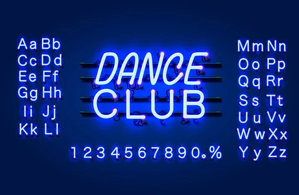 Neon Dance club text banner. Night Sign board. — 스톡 벡터