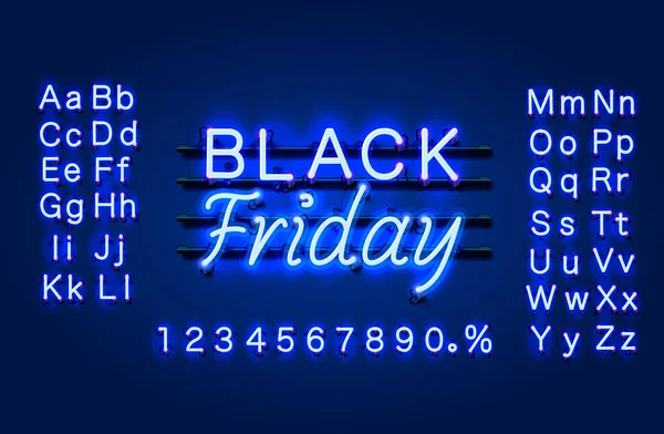 Neon Black Friday textbanderoll. Nattskylt. — Stock vektor