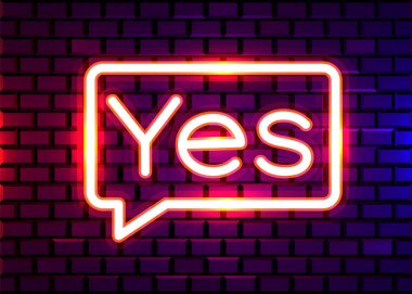 Evet, Neon Metin. Evet neon tabela, tasarım şablonu, modern trend tasarımı, gece lambası tabelası, gece lambası reklamı, ışık panosu, ışık sanatı..