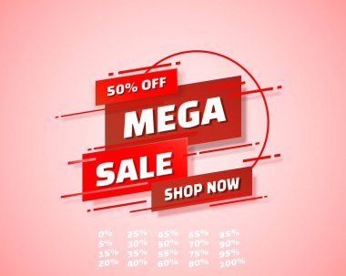 Mağazada büyük indirim yeni afiş seti koleksiyonu, kırmızı renk.