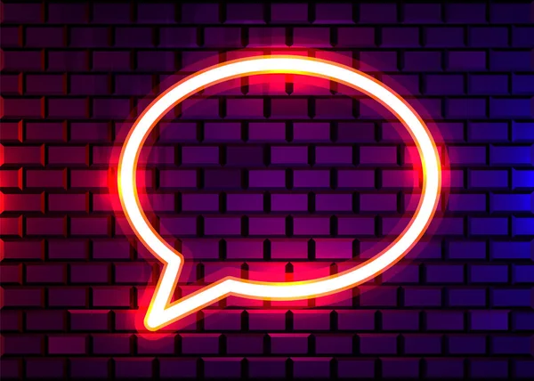 Koyu tuğla duvar arka plan neon sohbet kabarcık işareti. Las Vegas kavramı.