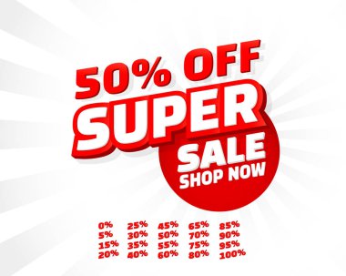 Mağazanın süper indirimi Yeni afiş seti koleksiyonu, kırmızı renk.