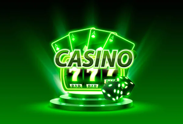 Casino slots 777 banner vinnare, scen pallplats. — Stock vektor