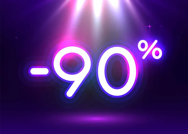 Verkoop gloeiende neon teken. Lichte vector achtergrond voor uw adverteren, kortingen en het bedrijfsleven. — Stockvector