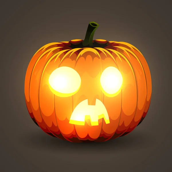Zucca di Halloween con occhi luminosi su sfondo scuro . — Vettoriale Stock