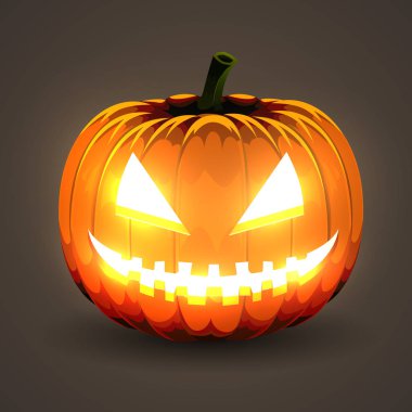 Karanlık arka planda parlayan gözleri ile Halloween Pumpkin.