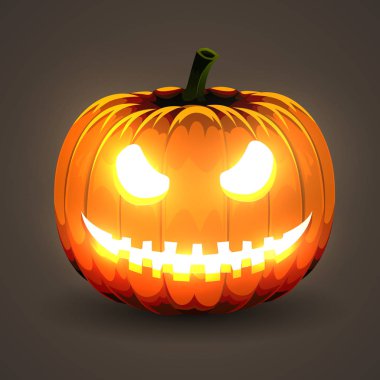 Karanlık arka planda parlayan gözleri ile Halloween Pumpkin.