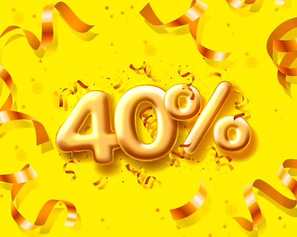 Sale 40 off ballon number on the yellow background.