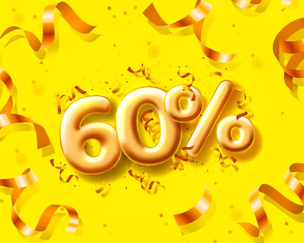 Sale 60 off ballon number on the yellow background.