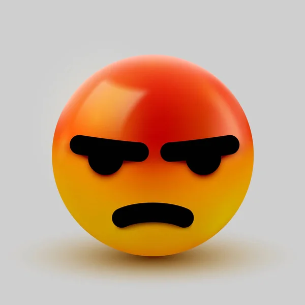 Emoji enojado, enojado, emoticono. Redes sociales sonrientes . — Vector de stock