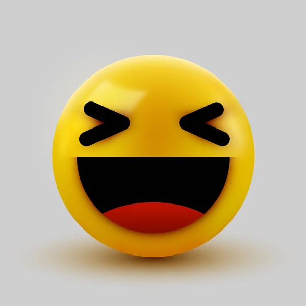 3D leende boll tecken Emoticon Ikon Design för socialt nätverk. Grinning emoticon. Emoji, smiley koncept. — Stock vektor