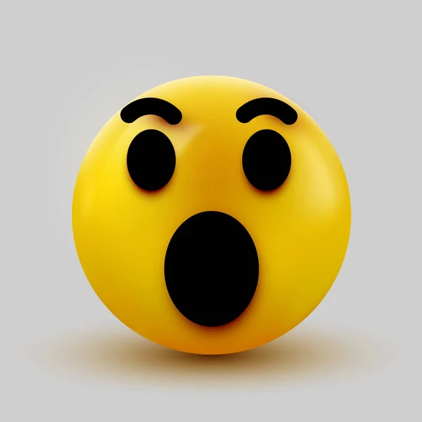 Emoji yang terkejut terisolasi di latar belakang putih, emoticon yang terkejut . - Stok Vektor